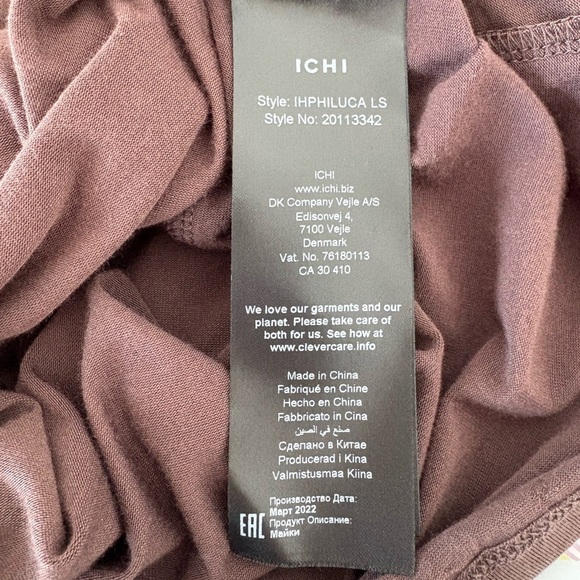 ICHI Brown Turtleneck Long Sleeve Top Basic Soft Shirt Size Medium - Picture 8 of 9